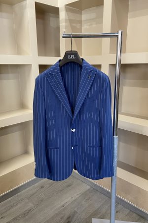 Blazer blu a righe Roberto Pepe uomo